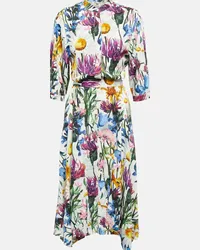 Stella McCartney Abito midi in raso con stampa Multicolore