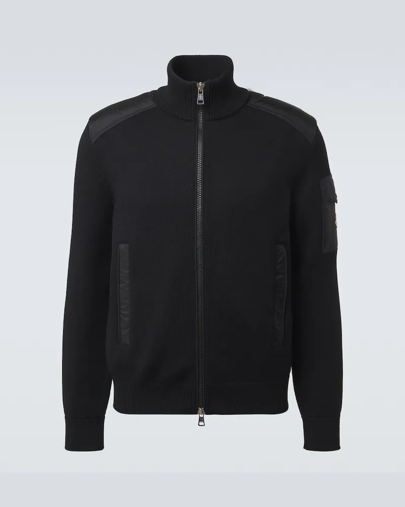 Moncler Cardigan Tricot in lana vergine imbottito Nero