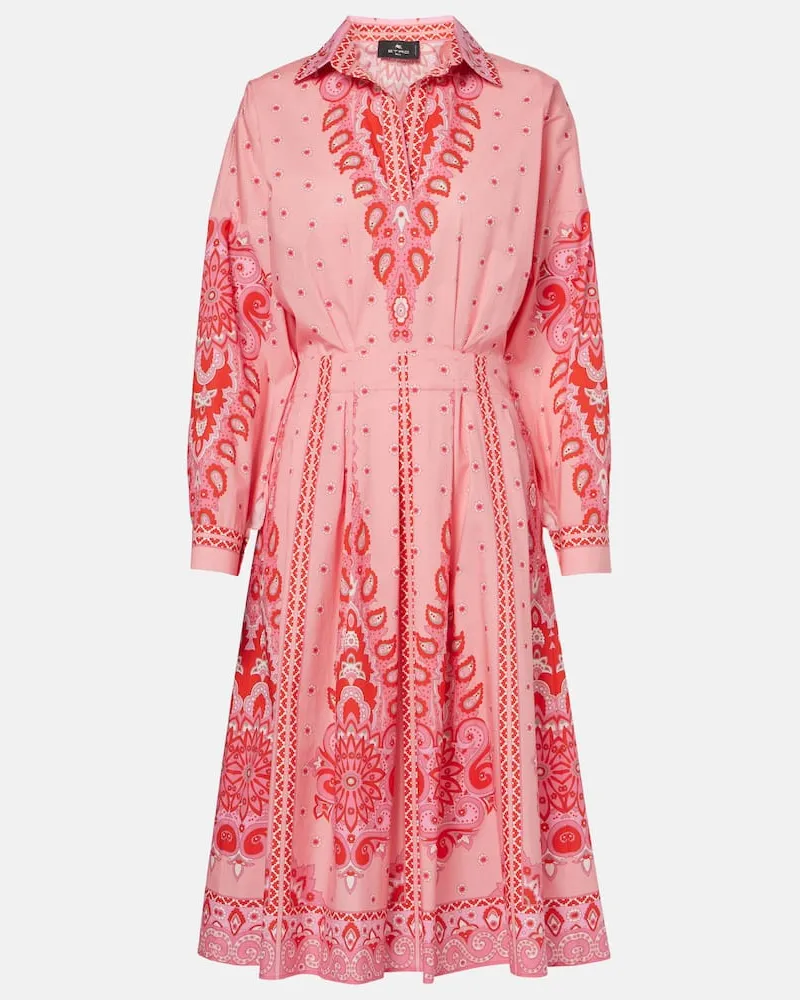 Etro Abito midi in misto cotone con stampa Multicolore