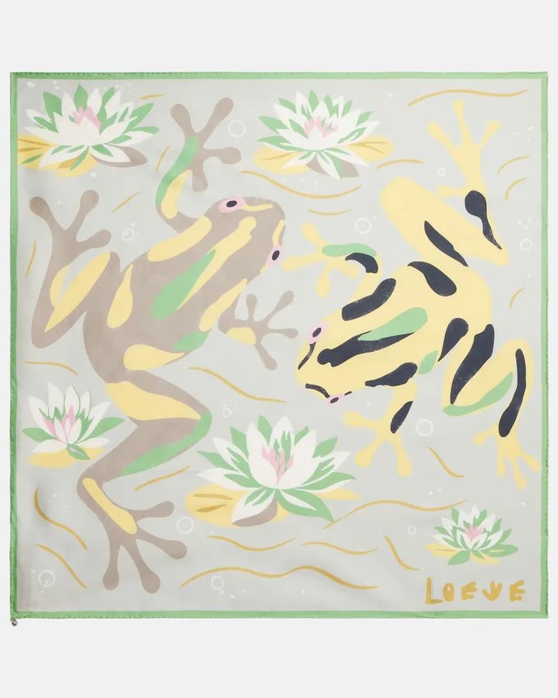 Loewe Sciarpa in twill di seta con stampa Multicolore