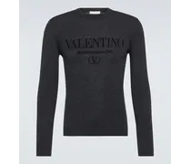 Valentino Garavani Pullover lana vergine con logo Grigio