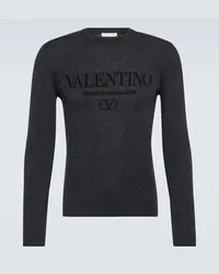 Valentino Garavani Pullover lana vergine con logo Grigio