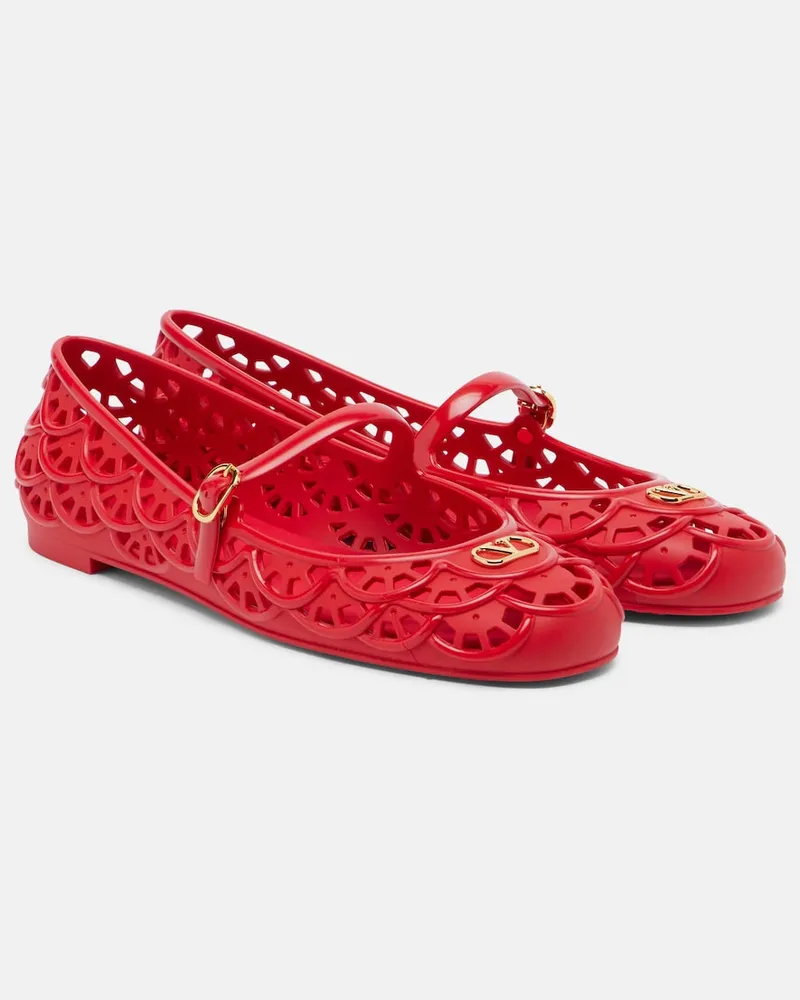 Valentino Garavani Ballerine Ondette VLogo smerlate Rosso