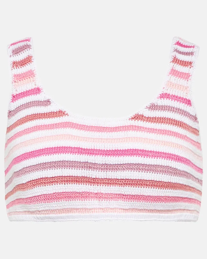 Anna Kosturova Top cropped in crochet a righe Multicolore