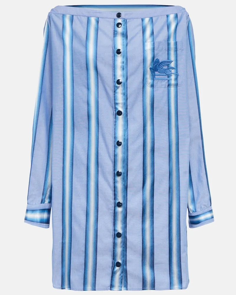 Etro Miniabito a righe con scollo bardot Blu
