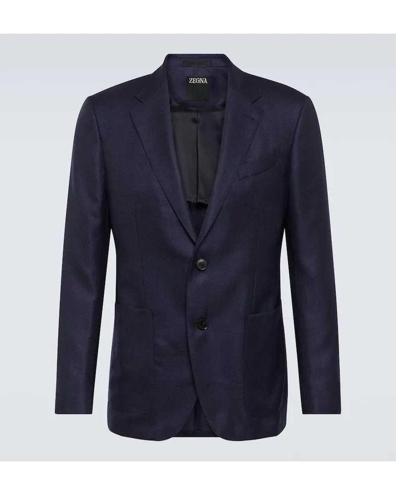 Ermenegildo Zegna Blazer monopetto in cashmere e seta Blu