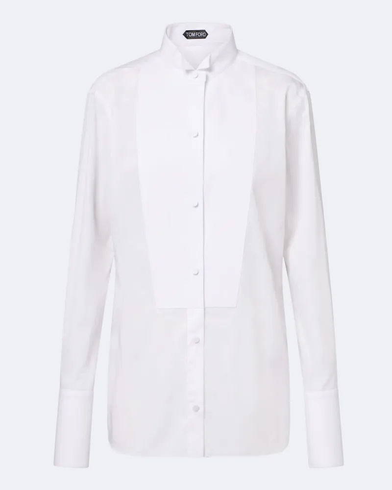 Tom Ford Camicia da smoking in twill di cotone Bianco