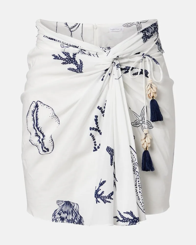 Poupette St Barth Minigonna a portafoglio Tilda in cotone Bianco