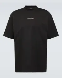 Balenciaga T-shirt in jersey di cotone con logo Nero