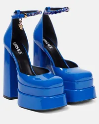 Versace Pumps Medusa Aevitas in vernice con plateau Blu