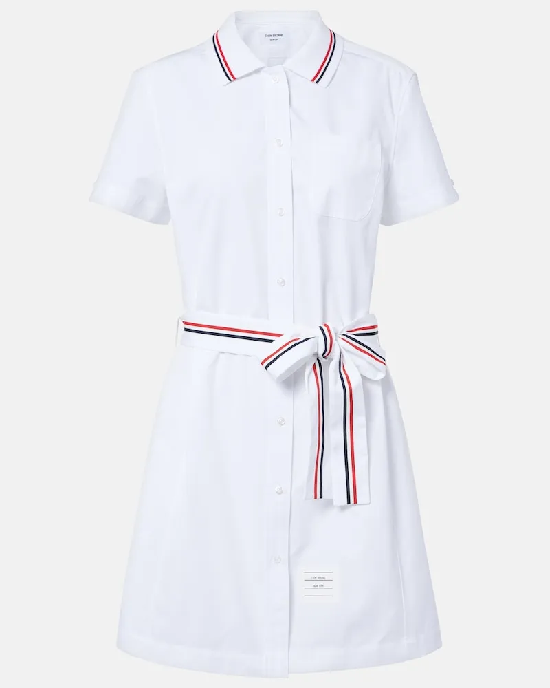Thom Browne Abito chemisier in cotone con cintura Bianco