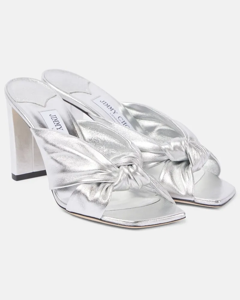 Jimmy Choo Mules Avenue 85 in pelle metallizzata Argento