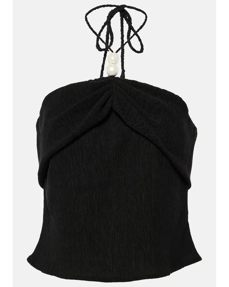 Magda Butrym Top cropped con scollo allâamericana Nero