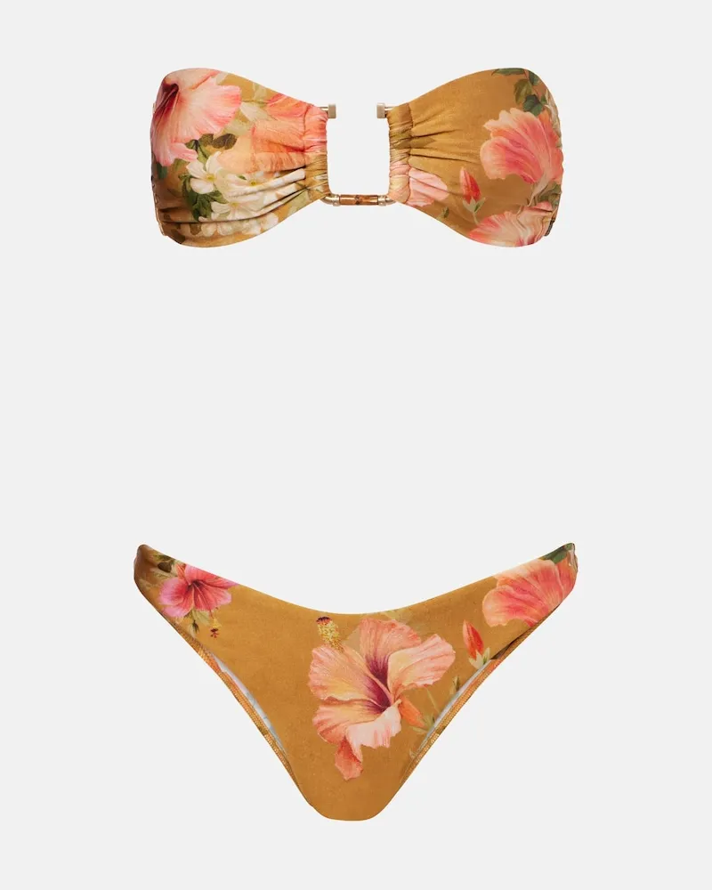 Zimmermann Bikini Mahon con stampa floreale Marrone
