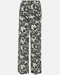 Stella McCartney Pantaloni a gamba larga in seta Multicolore