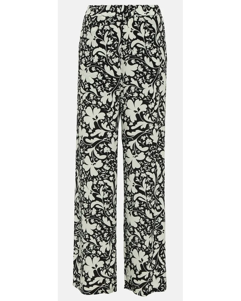Stella McCartney Pantaloni a gamba larga in seta Multicolore