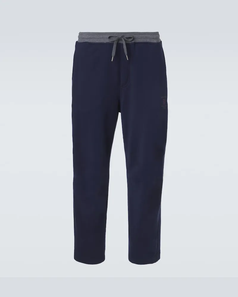 Brunello Cucinelli Pantaloni sportivi in jersey di cotone Blu