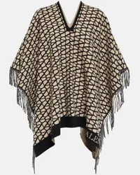 Valentino Garavani Poncho Toile Iconographe in lana e cashmere Beige