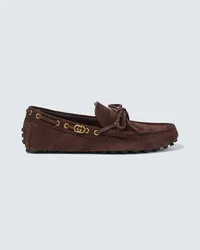 Gucci Mocassini Interlocking G in suede Marrone