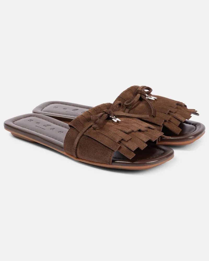Hogan Sandali H685 in suede con frange Marrone