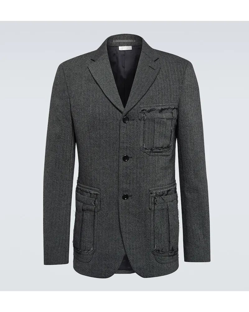 Comme des Garçons Comme des Garçons Homme Deux Blazer con motivo a spina di pesce Grigio