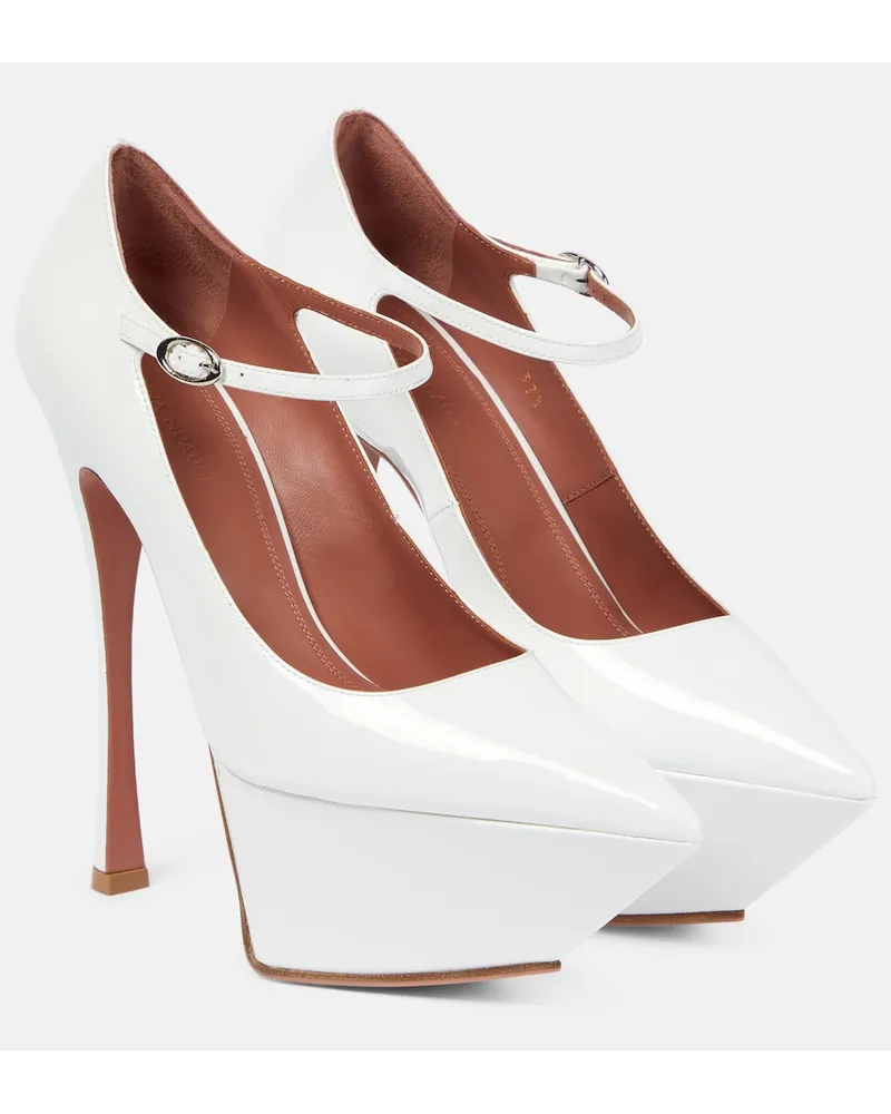 Amina Muaddi Pumps Yigit in vernice con plateau Bianco