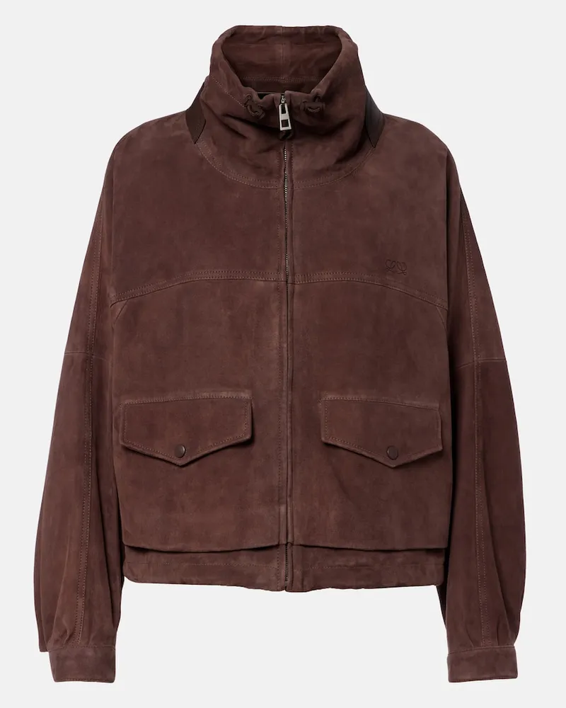 Loewe Giacca in suede con pelle Marrone