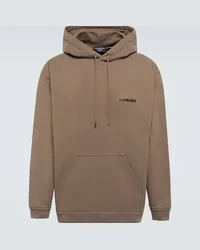 Balenciaga Felpa con cappuccio in cotone con logo Beige