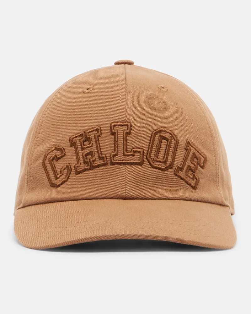 Chloé Chloé Cappello da baseball Signature in canvas Marrone