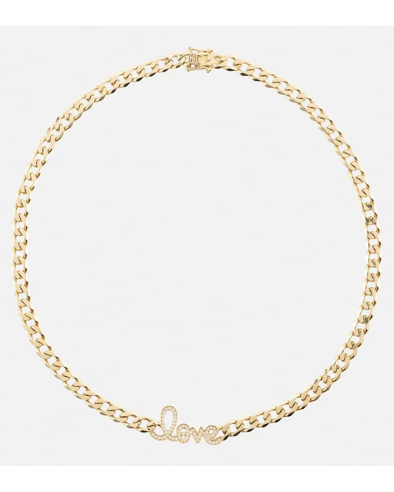 Sydney Evan Collana Love Script in oro 14kt con diamanti Oro