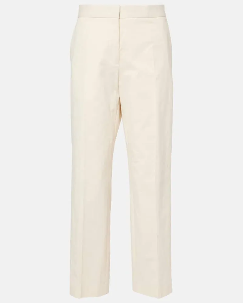Jil Sander Pantaloni regular cropped in cotone Beige