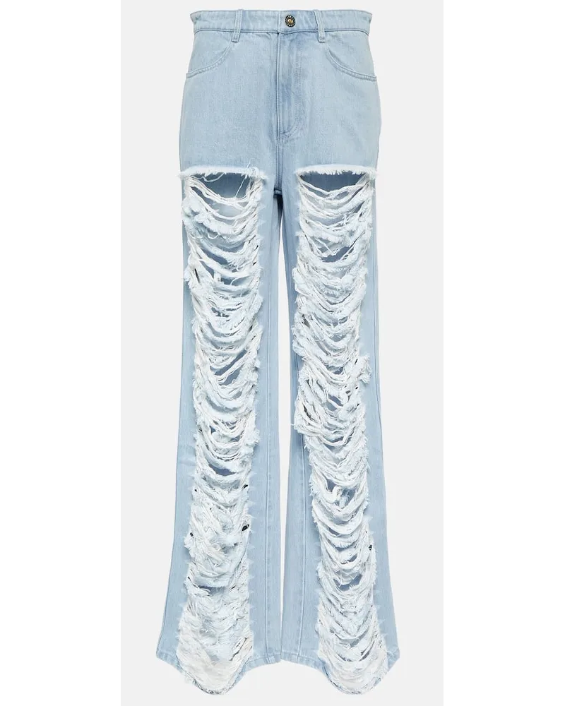 Dion Lee Jeans distressed a gamba larga Blu