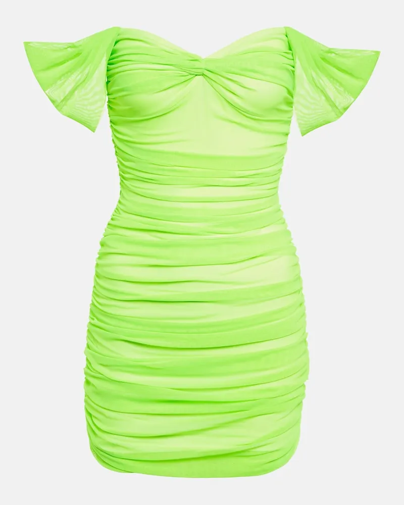 Norma Kamali Miniabito Walter con scollo bardot Verde