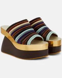 Dries van Noten Mules in pelle con zeppa Multicolore