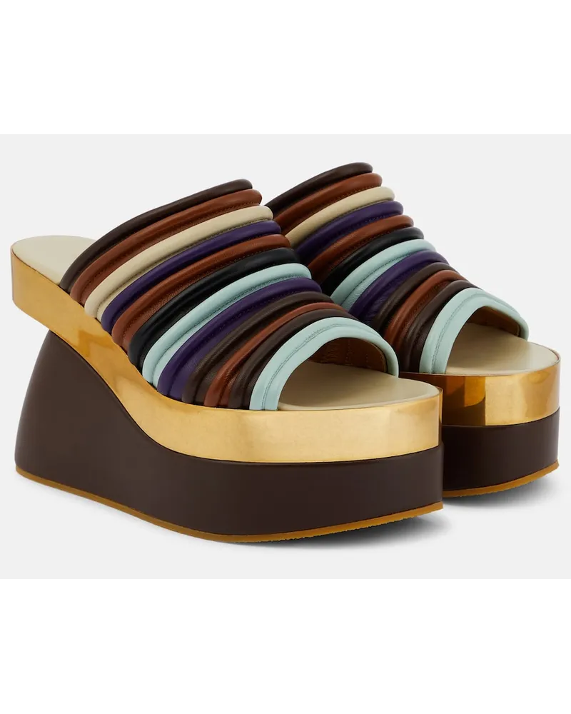 Dries van Noten Mules in pelle con zeppa Multicolore