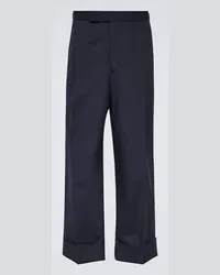 Thom Browne Pantaloni cropped a gamba larga e vita media Blu