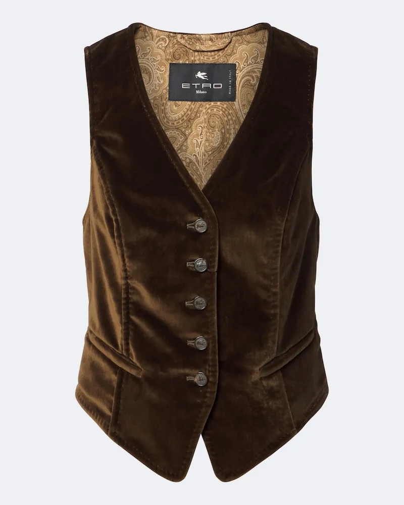 Etro Gilet in velluto di cotone Verde