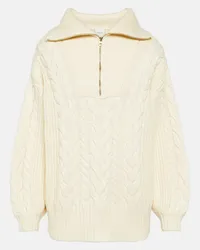 Varley Pullover Daria in maglia a trecce con zip Bianco