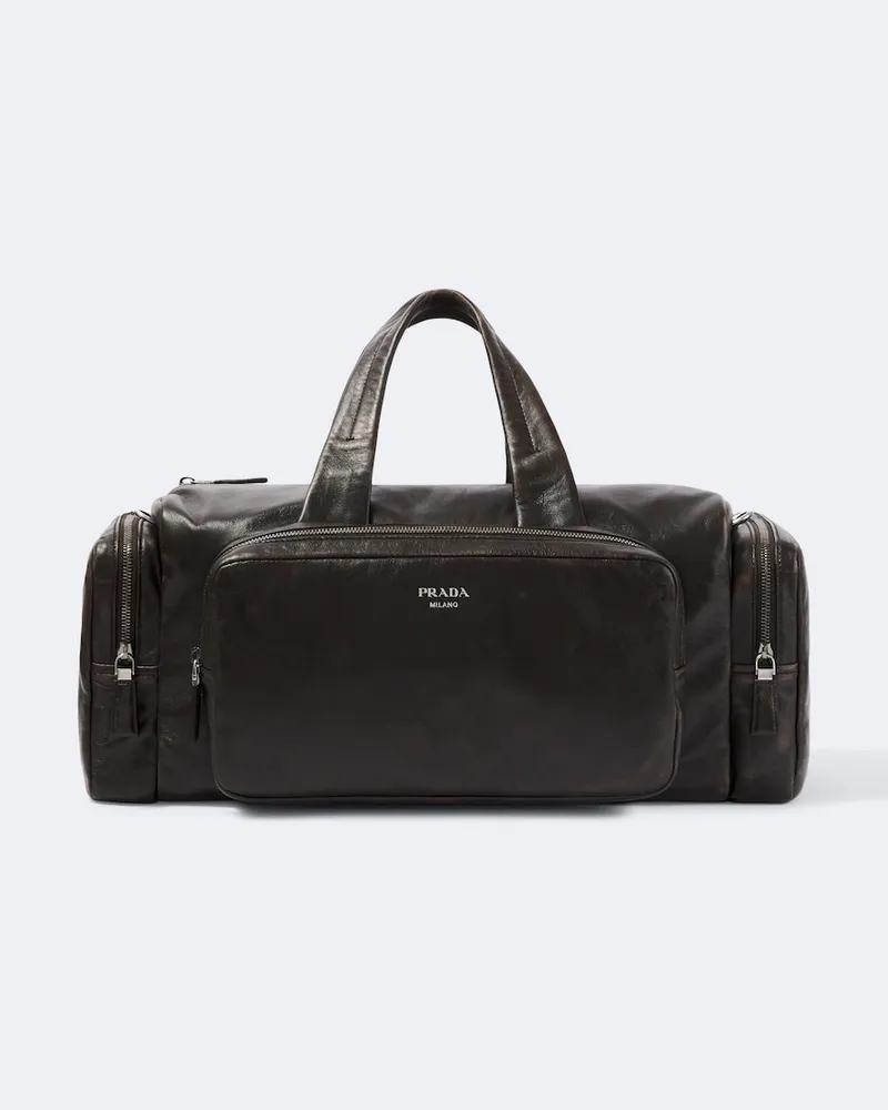 Prada Borsa da viaggio in pelle distressed Marrone