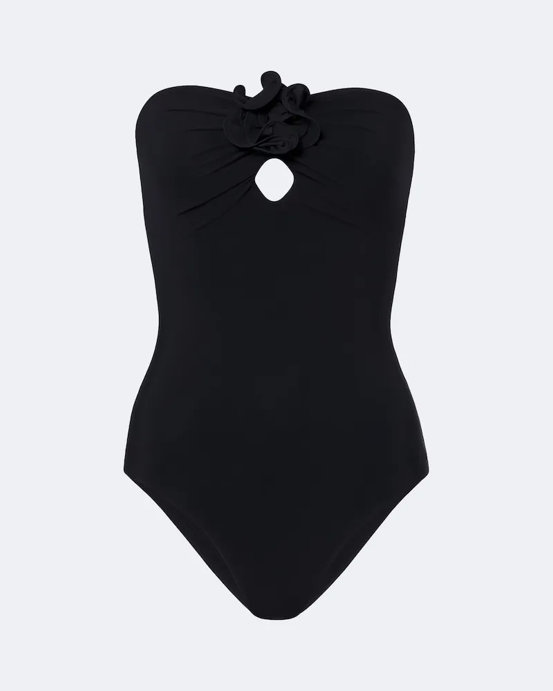 Magda Butrym Costume intero con applicazioni floreali Nero