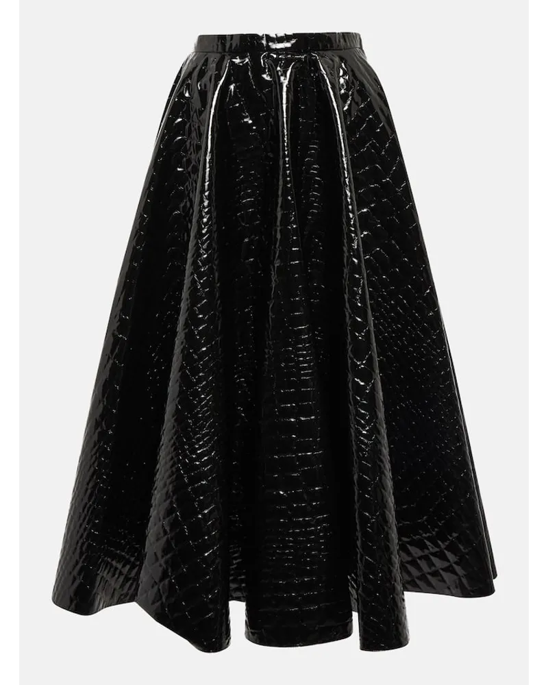 Alaïa AlaÃ¯a Gonna midi in vinile stampato a vita alta Nero