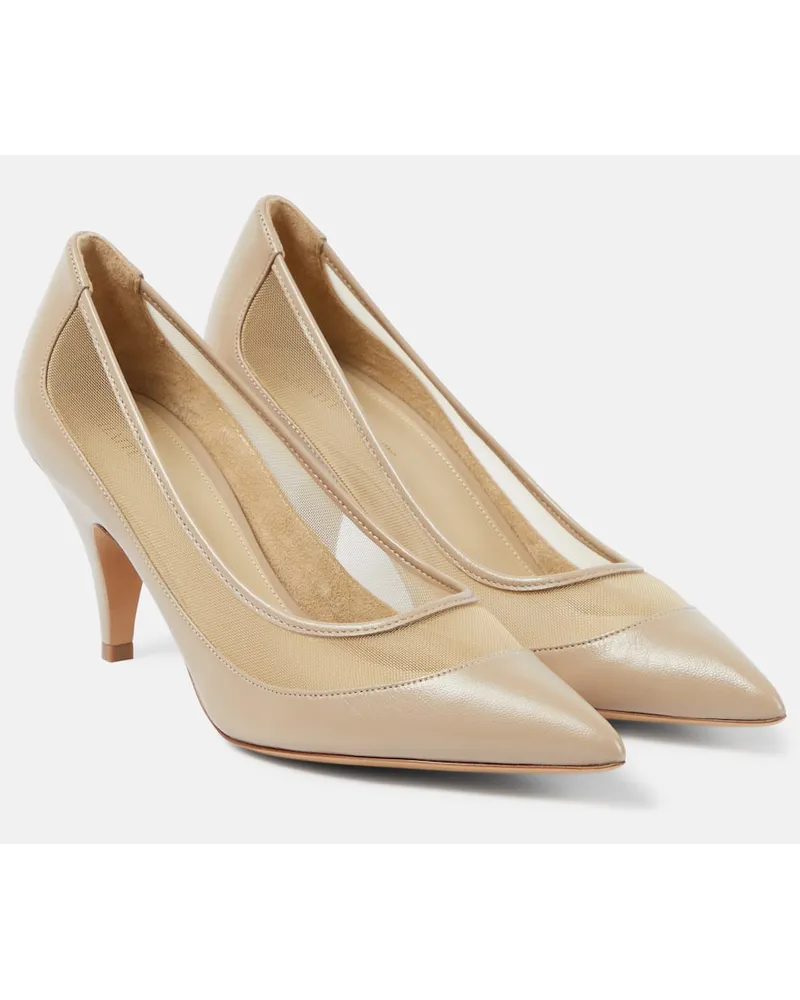 KHAITE Pumps River in pelle e mesh Beige