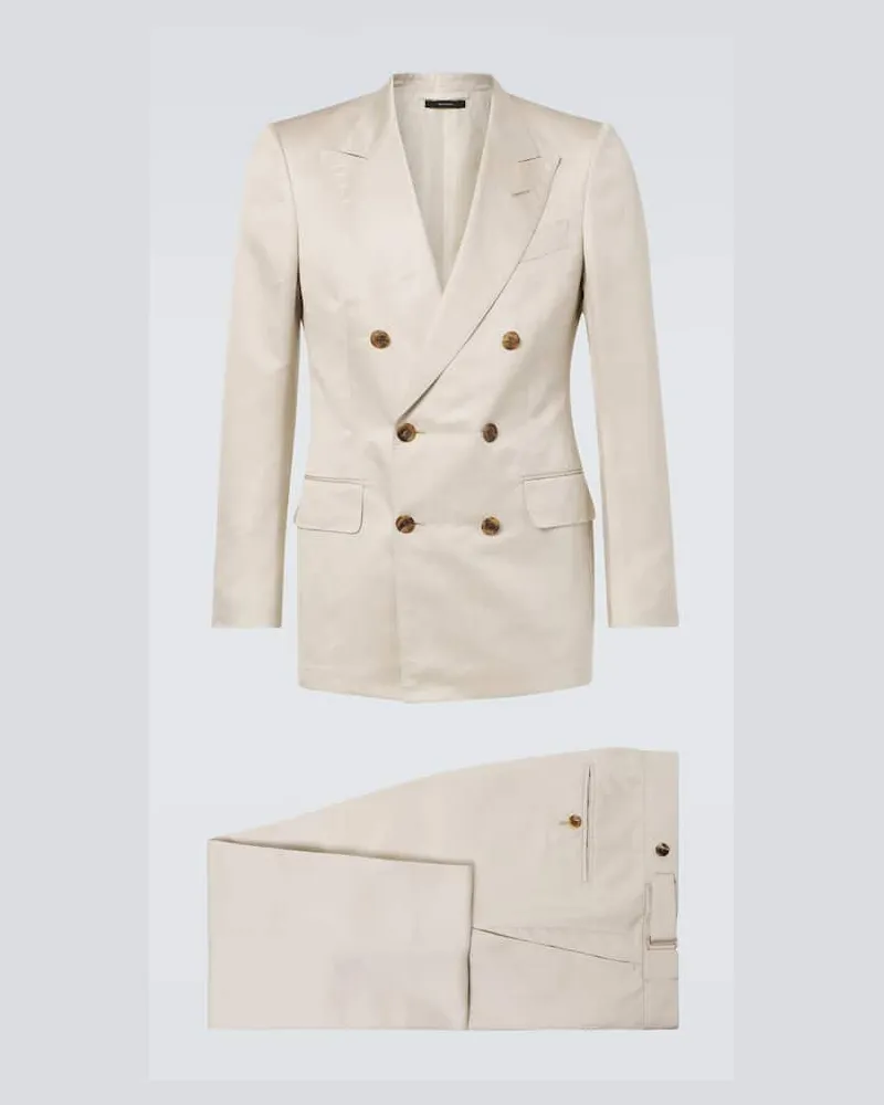 Tom Ford Abito in twill di seta e lino Neutro
