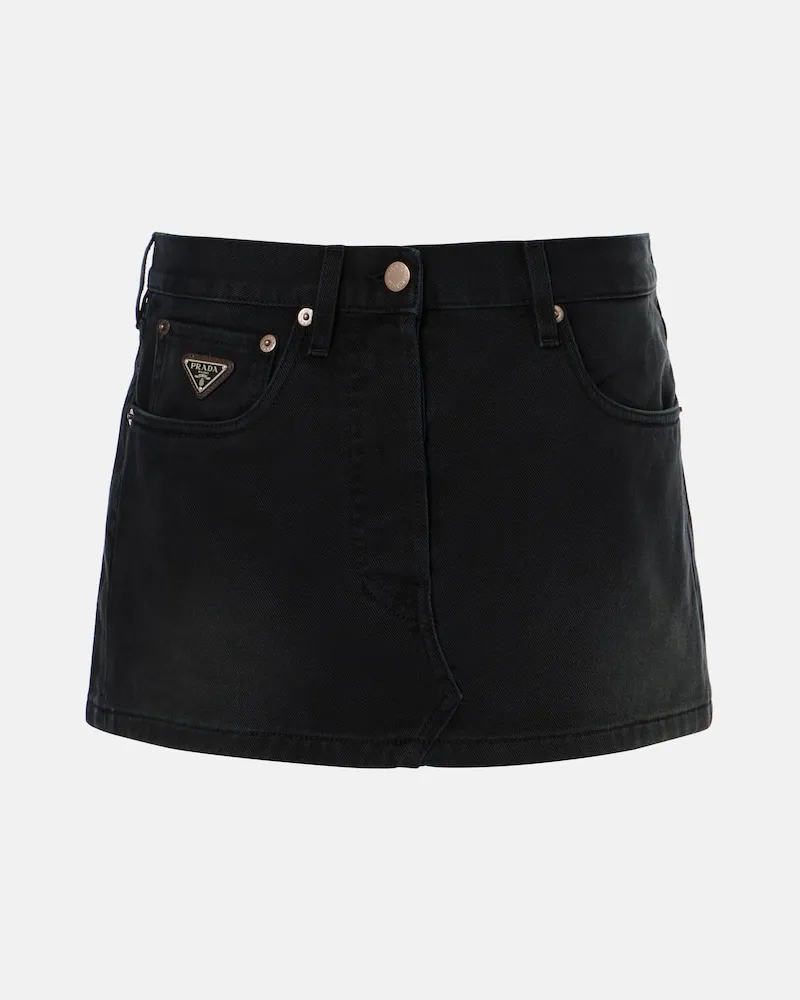 Prada Gonna di jeans a vita bassa Nero