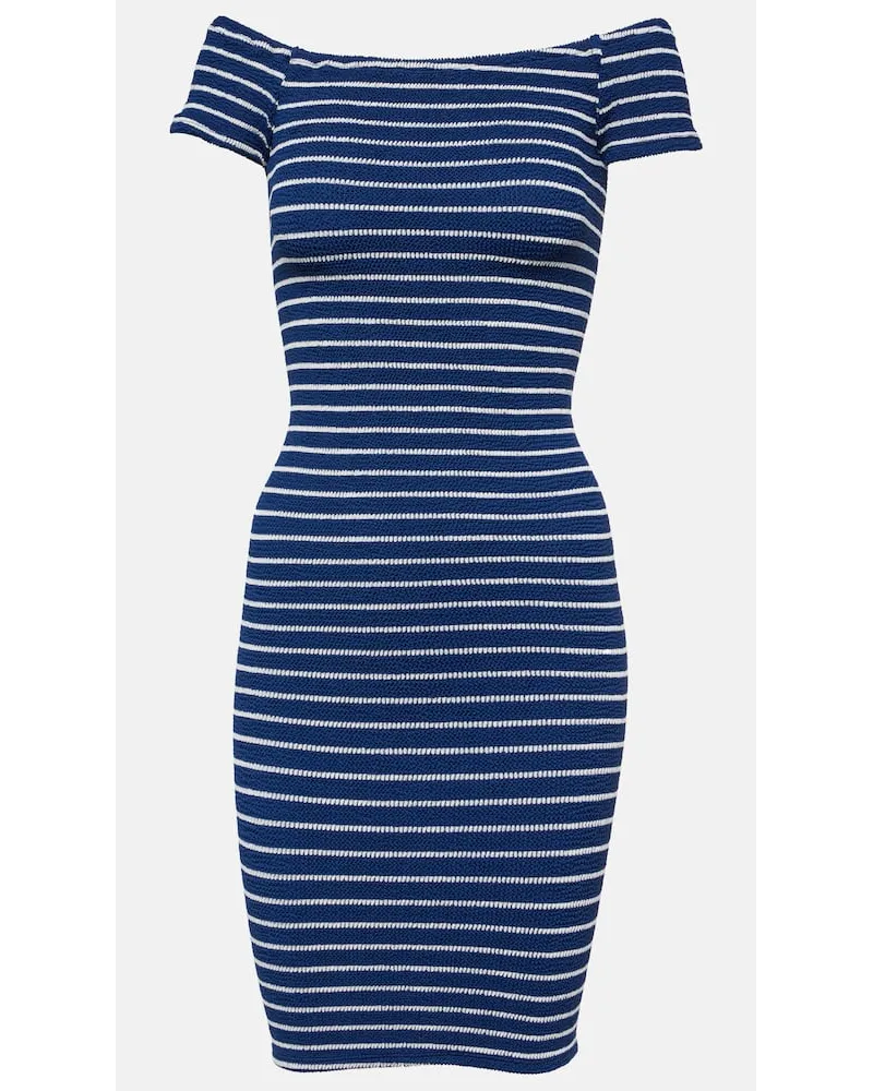 Hunza G Abito midi Grace con scollo bardot Blu