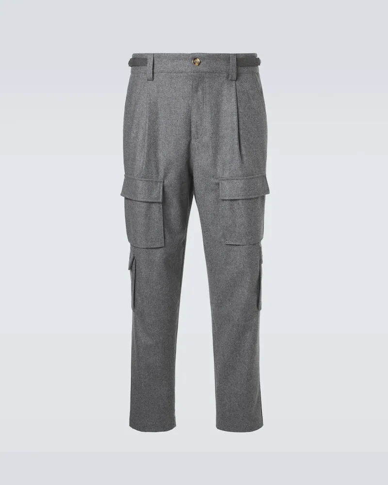 Brunello Cucinelli Pantaloni cargo in lana vergine Grigio
