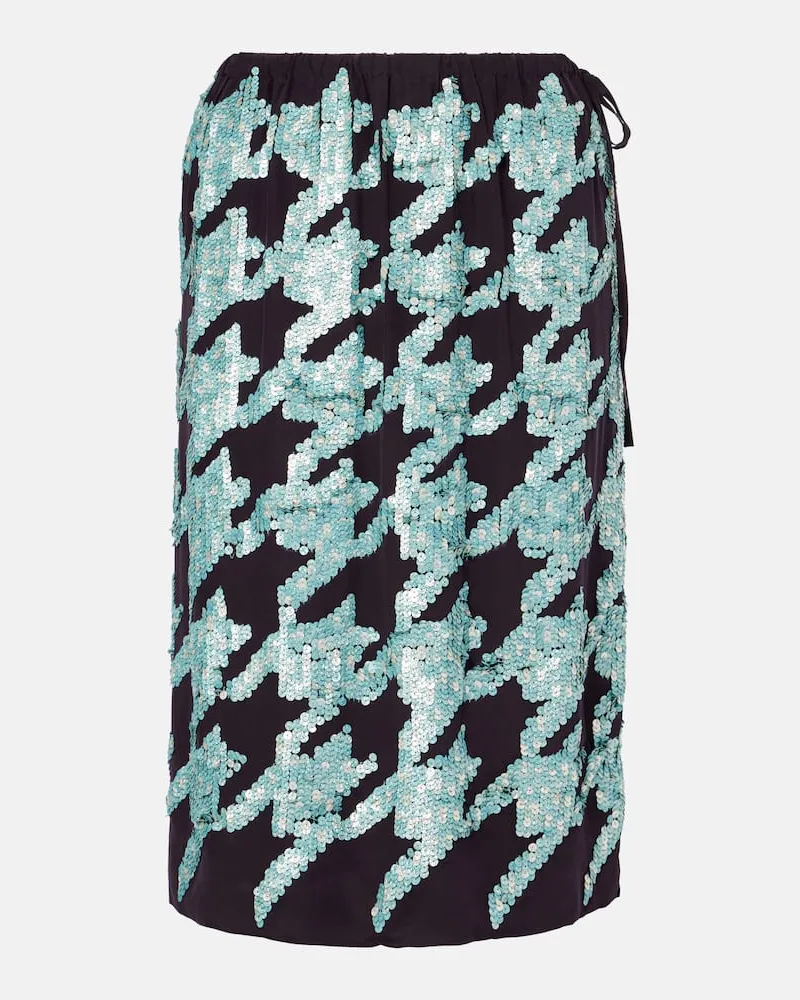 Dries van Noten Gonna midi in seta pied-de-poule Borgogna