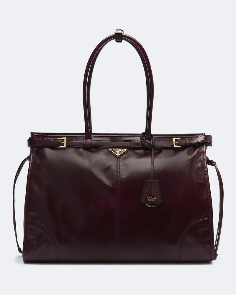 Prada Borsa a spalla Prada Bonnie Extra Large in pelle Borgogna