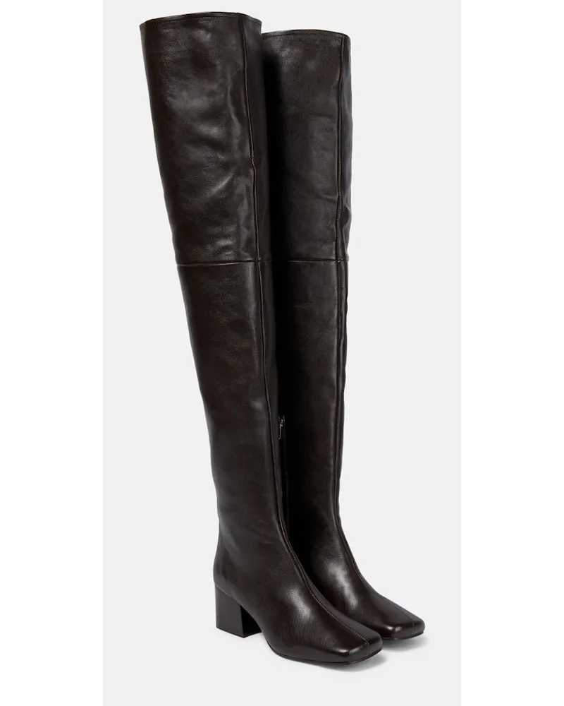Christophe Lemaire Stivali cuissardes in pelle Marrone