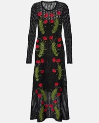 Oscar de la Renta Abito midi Marbled Carnation in cotone Nero